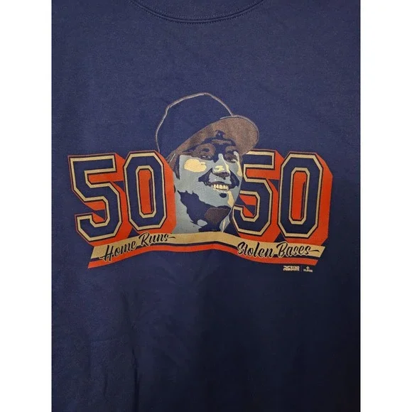 Shohei Ohtani LA Dodgers 50/50 Club Mens Size Small Pullover Sweatshirt Blue - Picture 3 of 13